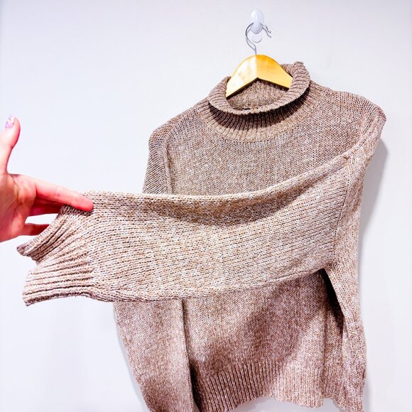 SHEIN Beige High Neck Knit Sweater | Cozy Minimalist Fall Winter | Size 4 * - Picture 7 of 8